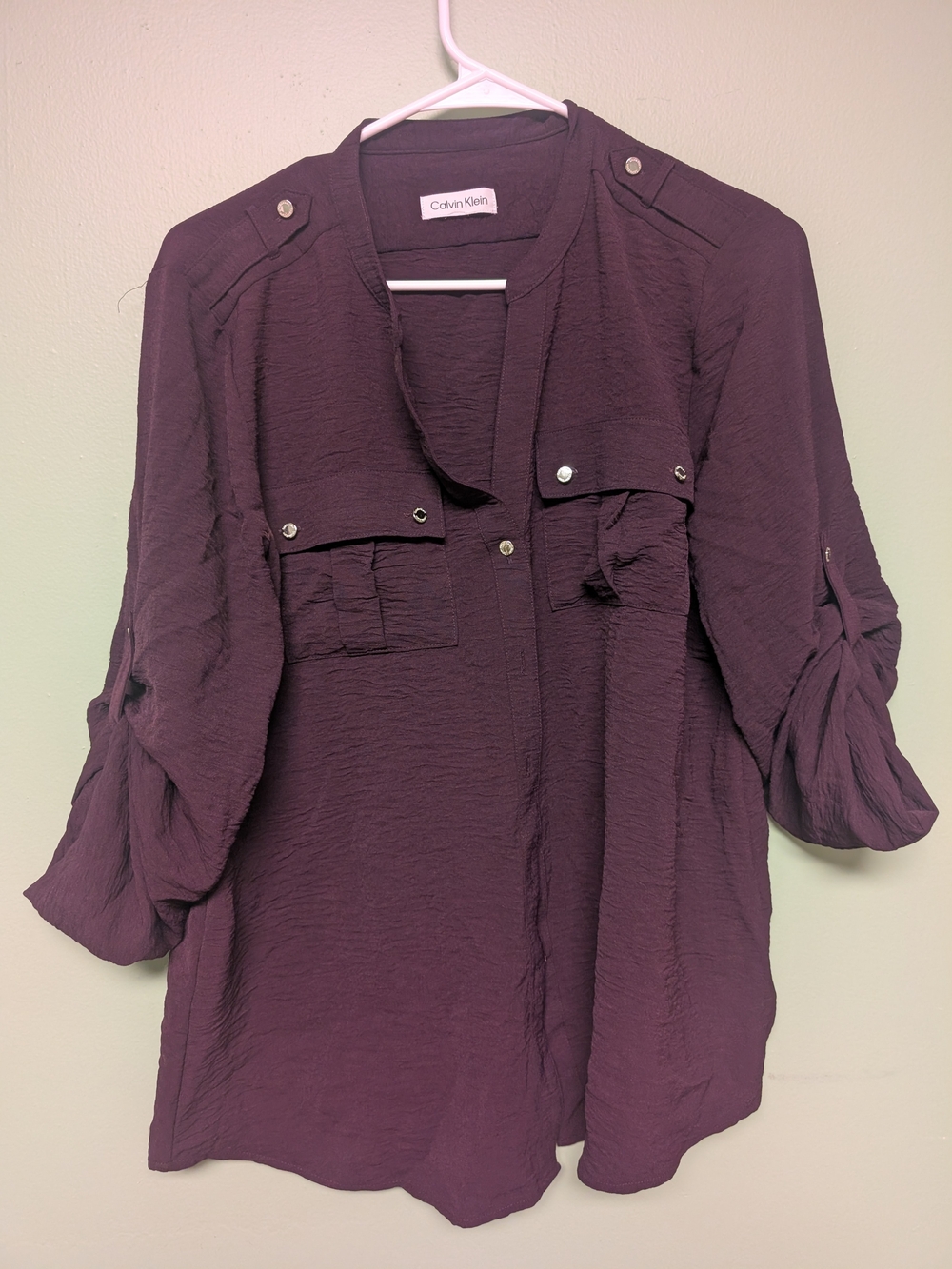 Calvin Klein Deep Plum Utility Button-Front Tunic